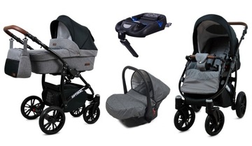 WÓZEK DZIECIĘCY OPTIMAL 4w1 ALUMINIUM+ BAZA ISOFIX