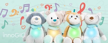 Интерактивная пустышка InnoGIO Angelo Teddy Bear светится.