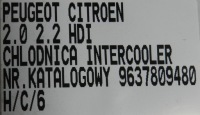 Интеркулер радиатор воздуха peugeot citroen c5 2.0 2.2 hdi с Разборки, фото thumb