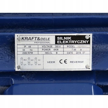ТРЕХФАЗНЫЙ ЭЛЕКТРОДВИГАТЕЛЬ 380В 2880 ОБ/МИН 4кВТ KRAFT&DELE