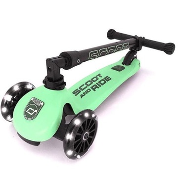 СКУТЕР SCOOTANDRIDE Kiwi Складной самокат Highwaykick на 3 колеса со светодиодной подсветкой + шлем S-M 3+