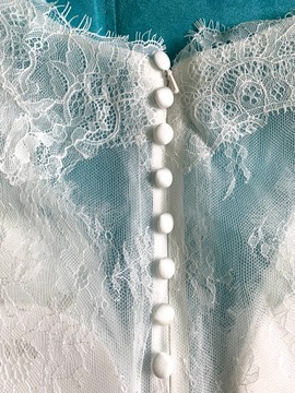 Suknia ślubna #48 boho koronka ivory długi rękaw tren rozmiar 42 XL