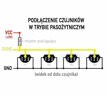 Датчик температуры DS18B20, водонепроницаемый кабель, 1 м