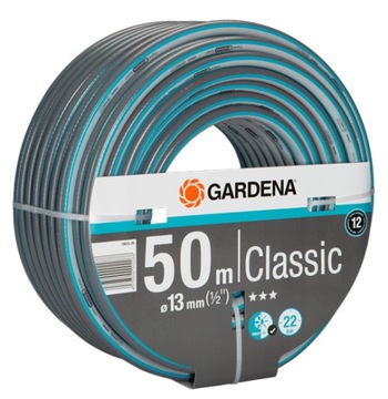 Садовый шланг Gardena Classic 1/2, 50 м, 22 бар, ПВХ, устойчивый к УФ-излучению, прочный