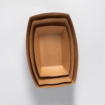 Коричневые бумажные кораблики для картофеля фри KRAFT 1000шт 160*120*40мм
