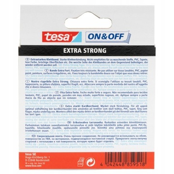 TESA TAŚMA RZEPOWA RZEP SAMOPRZYLEPNY EXTRA STRONG 1M x 50MM CZARNY MOCNY