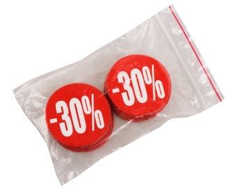 КРУГЛАЯ ЭТИКЕТКА КРУГ FI 9СМ - 30% РЕКЛАМНАЯ ДОСКА