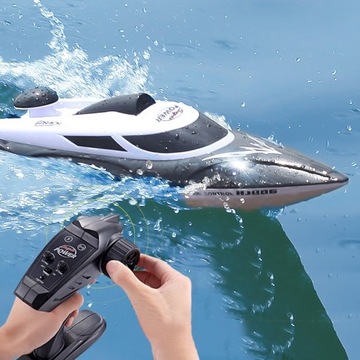 МОТОРНАЯ ЛОДКА С ДИСТАНЦИОННЫМ УПРАВЛЕНИЕМ ДАЛЬНОСТЬЮ 200М ЛОДКА С ПИЛОТОМ RC HJ806 35КМ/Ч