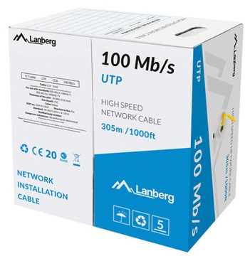 Кабель LAN CABLE UTP 100МБ/С 305М ЖЕЛТЫЙ 100МБ/С