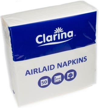 Салфетки флизелиновые AIRLAID, белые, 40х40см, 50 шт.