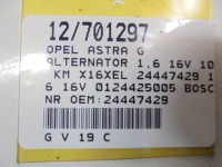 Opel astra 2 g генератор 24447429 1,6 16v 0124425005 Зі Шроту, фото thumb