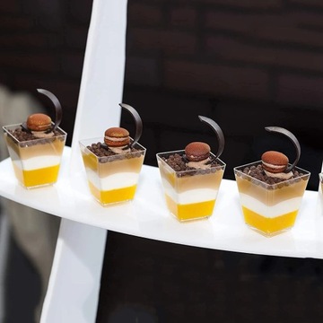 Square Mini Dessert Cups with Spoon Set - Elegant Disposable Supplies for J