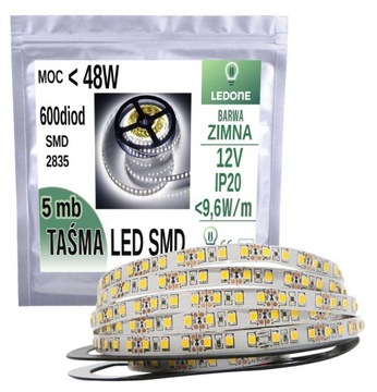 СВЕТОДИОДНАЯ ЛЕНТА SMD 2835 600 5м ip20 ХОЛОДНЫЙ БЕЛЫЙ