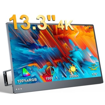 Przenośny monitor do gier UPERFECT 13,3” 4K 60 Hz 1500:1 300 Nit Podstawka IPS