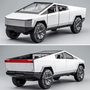 МОДЕЛЬ АВТОМОБИЛЯ TESLA CYBERTRUCK 1:24 ИЗ АЛЮМИНИЕВОГО СПЛАВА С ФАРАМИ И ДВЕРЯМИ