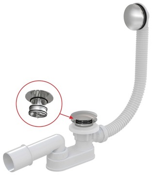 Сифон для ванны ALCAPLAST CLIK-CLAK низкий A507CKM