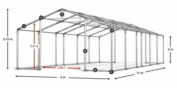 Namiot Warsztatowy 4x11m Garaż DAS 580 W