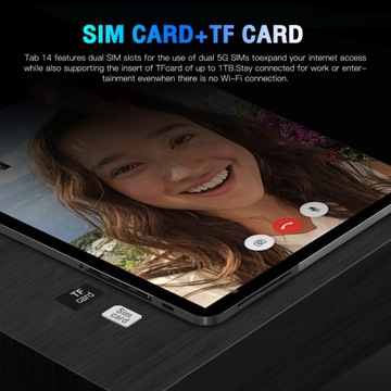 Планшет 8,0 дюйма Android 10 5G SIM WiFi GPS1 16 ТБ Tab14, синий, Android