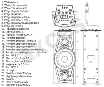 Bluetooth-динамик Караоке-микрофон USB AUX GoGEN