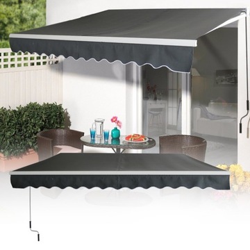 Маркиза для террасы Aufun Balcony с ручкой. 360x300 см, темно-серый