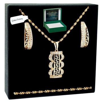 ELEGANCKI KOMPLET BIŻUTERII / GRECKI WZÓR 45 CM PREZENT DLA DZIEWCZYNY 18K