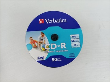 CD-R VERBATIM, 700 МБ, 52X AZO, ТОРТ ДЛЯ ПЕЧАТИ*50, 43438