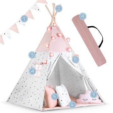 Детская палатка-вигвам TIPI TEEPEE Гирлянда Подушки Стабилизатор Nukido