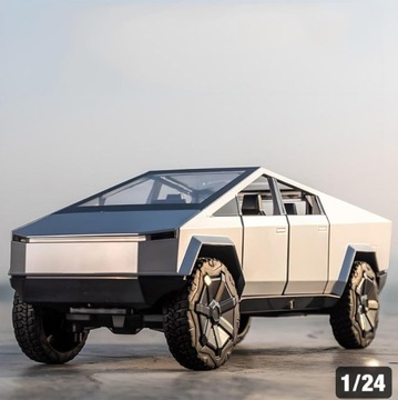 МОДЕЛЬ АВТОМОБИЛЯ TESLA CYBERTRUCK 1:24 ИЗ АЛЮМИНИЕВОГО СПЛАВА С ФАРАМИ И ДВЕРЯМИ