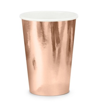 ZESTAW talerzyki kubeczki papierowe ROSE GOLD