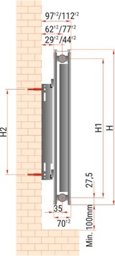 Stalowy Grzejnik Panelowy Moc.Boczne 40x90cmTYP22