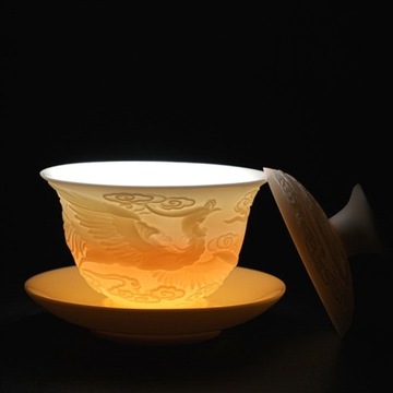 Керамическая чашка Gaiwan с узором Дракона и Феникса