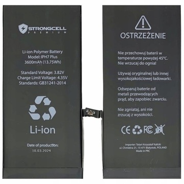 Аккумулятор STRONGCELL для iPhone 7 Plus, A1661, A1784 большей емкости, 03/2024 г.