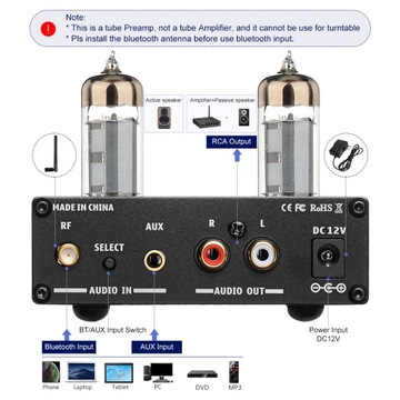 Ламповый предусилитель AIYIMA Tube A3 PRO BT 5.0
