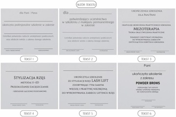 CERTYFIKAT SZKOLENIOWY ZŁOTY DYPLOM CERTYFIKATY BEAUTY A4 PAKIET 6 szt