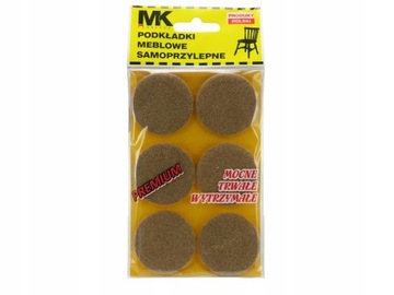 OKRĄGŁE SAMOPRZYLEPNE PODKŁADKI FILC POD KRZESŁO MEBLE STÓŁ ŚR 45MM 6X
