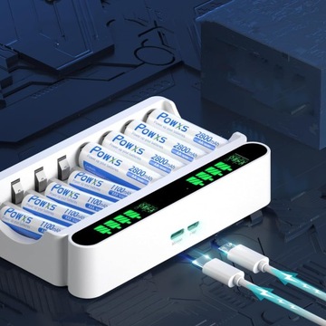 ЗАРЯДНОЕ УСТРОЙСТВО ДЛЯ 8 пальчиковых батарей типа AA/AAA/NiMH/NiCd