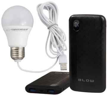 Портативная светодиодная лампа CAMPING USB 5 Вт + зарядное устройство POWERBANK 20000 мАч
