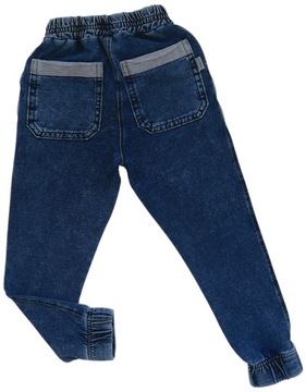 Spodnie chłopięce DEKATYZOWANE ala JEANS JOGGERY miękkie GRANATOWE 116