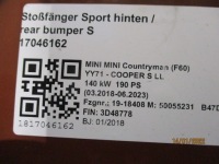 Бампер mini countryman f60 s 4x pdc задняя задний Цена, фото thumb
