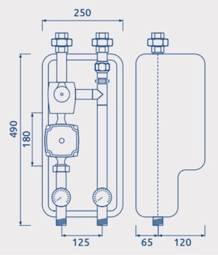 Группа термостатических насосов Elterm VTA 322 (КВС 1,6) + насос DN25 LFP