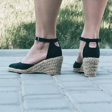 Espadryle spotykanka (7 cm ) CZARNE 34