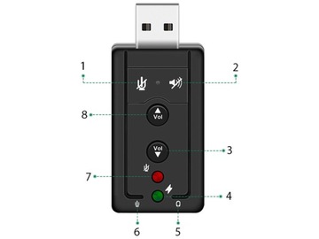 Звуковая карта USB 7.1, микрофон, разъем для наушников