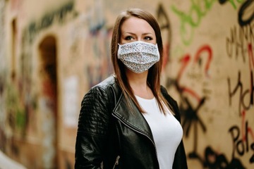 MASK двухслойная хлопковая маска БЕЛАЯ FLWR