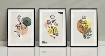 Liście zestaw 3 plakaty 21x30 do salonu sypialni
