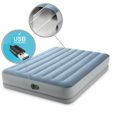 Materac dwuosobowy z pompką USB 203x152x36 INTEX