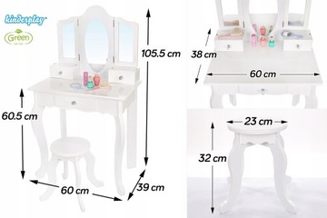 KINDERPLAY DUŻA DREWNIANA TOALETKA DLA DZIEWCZYNKI DZIECI 105,5CM + TATUAŻE