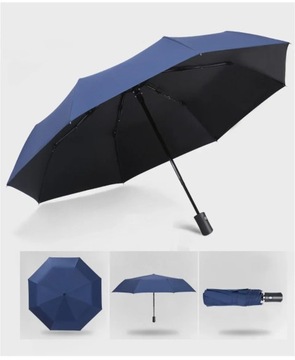 Automatic Rain & Sun Umbrella Black Coating Parasol Anti-UV 3 Folding Wind