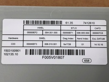 фото thumb №8, Модуль модуль керуюча кришки задньої 61357412610 do bmw серії 3 f31 рестайлінг