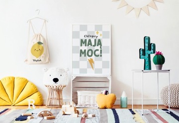 Плакат для мальчика, мальчики, есть сила 30x40 картинок для ретро -комнаты для детей