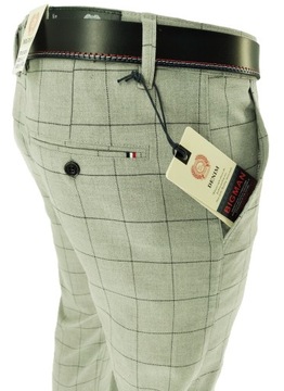 SPODNIE MĘSKIE JASNE W KRATĘ W32 86-88 CM